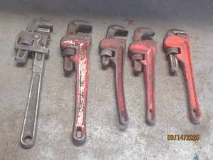 lot 79 image: TOTAL OF 5 ADJUSTALE&nbsp PIPE WRENCHES&nbsp