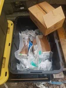 lot 38 image: Bin of misc. electrical plates  BIN NOT INCLUDED