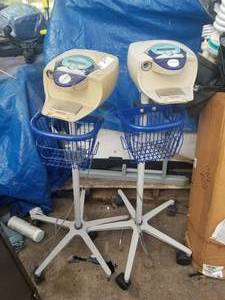 lot 97 image: 2 Resmed Malibu Vpap machines (no water tanks) and the Laser One leveling system (needs work)