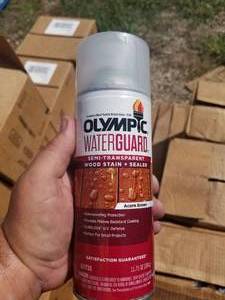 lot 111 image: Olympic Waterguard Semi- transparent Wood stain and sealer