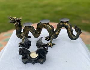lot 125 image: 2 Dragon Candle Holders