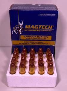 lot 163 image: Mag tech Solid Copper Bullet 20 center fire Cartridges .44 Rem-Mag