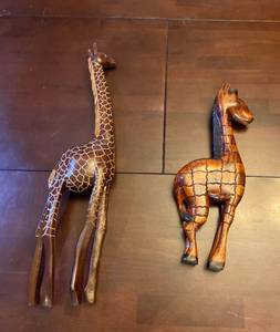 lot 225 image: 2 Carved Wood Giraffes