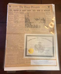 lot 238 image: The Times Picayune Newspaper August 29, 1933