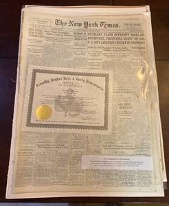 lot 239 image: New York Times Newspaper October 27, 1942