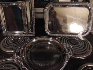 lot 54 image: Assorted silver food platters