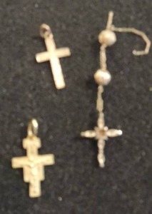 lot 361 image: 14K gold cross 78, 14K gold cross  12  and 10K gold cross 1 with diamond chip