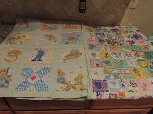 lot 159 image: Handmade baby blanket - cartoons  qty 2