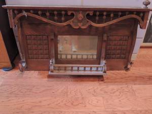lot 219 image: Brown wall shelf with mirror 29x43