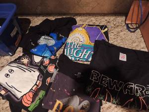 lot 196 image: small blue tote of Halloween t shirts 2x and 3x