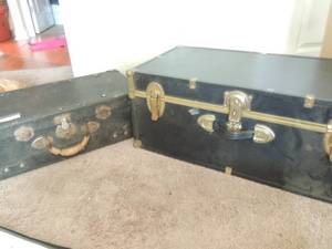 lot 218 image: 2 black vintage chests