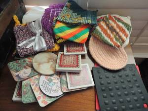 lot 141 image: Various coasters and potholders some handmade