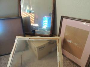 lot 172 image: 3x picture frames 11x14 and vintage wall mirror