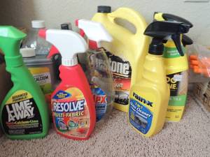 lot 121 image: CLR, Resolve, Windex, lime away and many more house cleaning items
