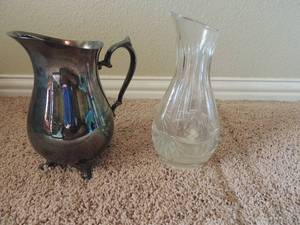 lot 135 image: International Silver company footed pitcher and crystal pitcher