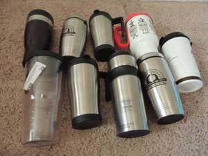 lot 29 image: Assorted tumbler cups some with straws and some have lids