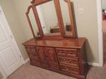9 drawer solid wood dresser 32x70x18 with folding mirror 49x54