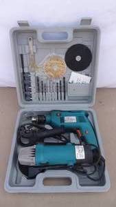 lot 174 image: 4-12 inch angle grinder and 12 inch hammer drill kit w accessories