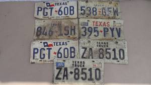 lot 196 image: Lot of 7 Texas license plates from various years