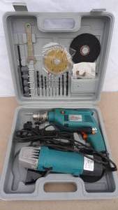 lot 221 image: 4-12 inch angle grinder and 12 inch hammer drill kit w accessories