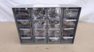 lot 262 image: 16 orawer parts organizer w misc. screws & bolts