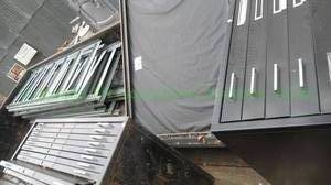 lot 262 image: Stacor flat file cabinets 3 count and metal shelving parts, all contents in trailer