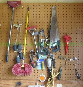 lot 15 image: Assorted tools including saws, scraper, and more as shown
