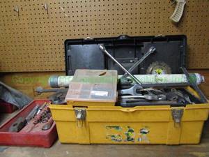 lot 48 image: Assorted tools including wrenches, screw drivers, sockets and more as shown