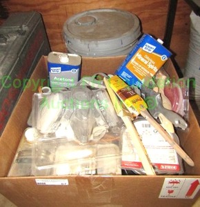 lot 67 image: Assorted painting supplies and paint as shown