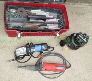 lot 24 image: Porter Cable 6302 router, Milwaukee 5194 die grinder, Chicago electric side grinder plus