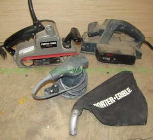 lot 77 image: Porter Cable and Bosch belt sanders, and Ryobi orbital sander