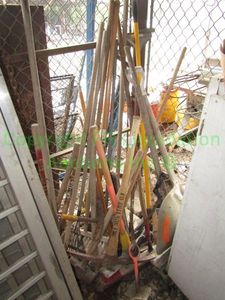 lot 167 image: Assorted field tools including picks, shovels, brooms plus