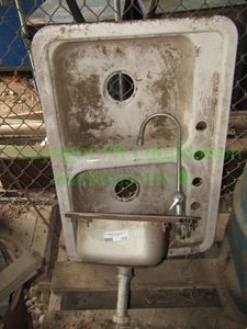 lot 175 image: Stainless steel and enamel coated metal sinks 2 total
