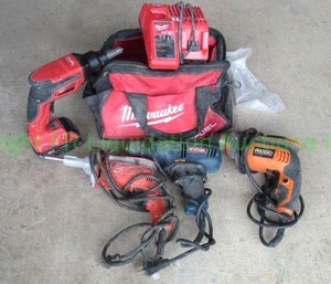 lot 316 image: Milwaukee, Ridgid, Ryobi electric & cordless drills