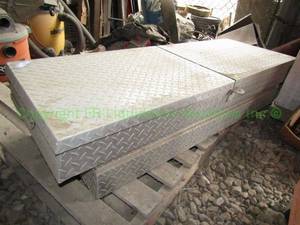 lot 220 image: Delta diamond plate truck bed utility box plus contents 59 x 21 x 12