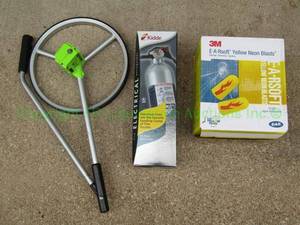 lot 388 image: Measure master rolatape, Kidde fire extinguisher and 3M soft ear plugs