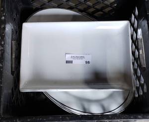 lot 98 image: 11 White Oval Platters 14 x 10 approx. and 2 Rectangular platters 11 x 7 approx.