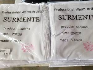 lot 117 image: 22 packs White Surmente Warm Artistic napkins 20x20  (12 per pack)