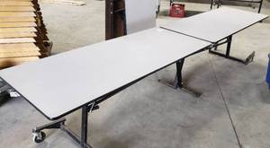 lot 79 image: Commercial folding Cafeteria tables L139 x W30 x H29 approx., 2 total