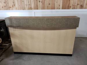 lot 28 image: Decorative Portable Bar, 2 Locking Storage Doors with Keys, Each side has a pass through, W 72 x D 30 x H 45.5 approx.