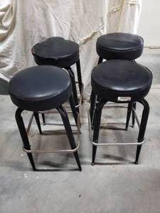 lot 27 image: Swivel Bar Stools (30 H approx.), metal with Black padded seat, 4 total
