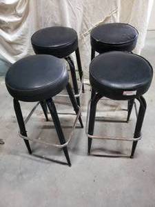 lot 26 image: Swivel Bar Stools (30 H approx.), metal with Black padded seat, 4 total