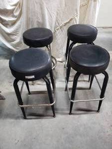 lot 25 image: Swivel Bar Stools (30 H approx.), metal with Black padded seat, 4 total