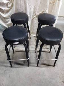 lot 21 image: Swivel Bar Stools (30 H approx.), metal with Black padded seat, 4 total