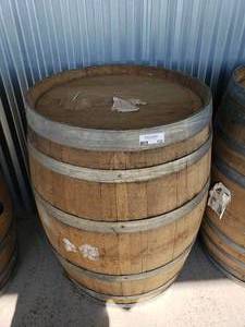 lot 152 image: 1 WhiskeyWine Barrels ( W 26 x H 35 approx.) High end Designer barrels great for outdoor tables.
