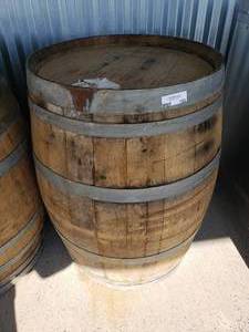 lot 155 image: 1 WhiskeyWine Barrels ( W 26 x H 35 approx.) High end Designer barrels great for outdoor tables.