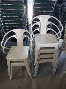lot 163 image: White Metal Patio Chairs (6 Total)