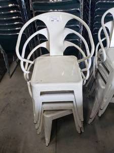 lot 165 image: White Metal Patio Chairs (4 Total)