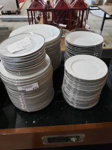 lot 173 image: 20 - Strawberry Street 10.5 White Dinner Plates, 20 - 7.5 Salad Plates, 20 - 6.5 Dessert Plates, 10 - Bread and Butter Plates, 20 - 8 Bowls