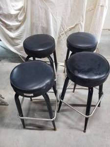 lot 23 image: Swivel Bar Stools (30 H approx.), metal with Black padded seat, 4 total